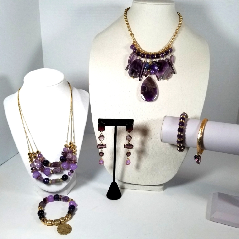 Lot of Chico's purple necklaces and bracelets